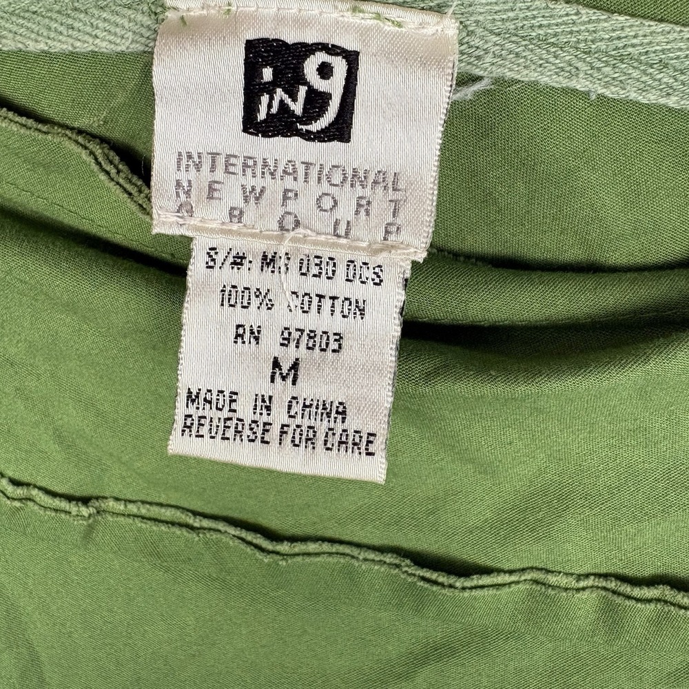 Y2K 90s Size M Tiered Skirt Midi Full 100% Cotton Broomstick Witchy Flared Green - Picture 3 of 5
